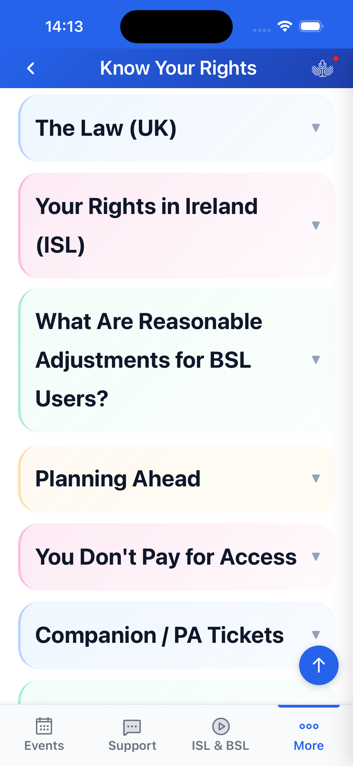 Know Your Rights screen